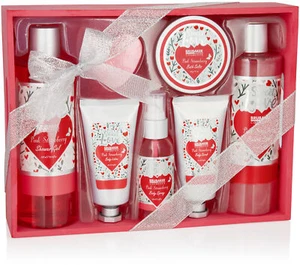 BRUBAKER Cosmetics 8-Pcs. Bath and Shower Set Strawberry Sweet Love - Pink - Picture 1 of 12