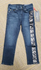 NWT True Religion Boys Rocco Logo Striped Jeans, Size 4 - Picture 1 of 6