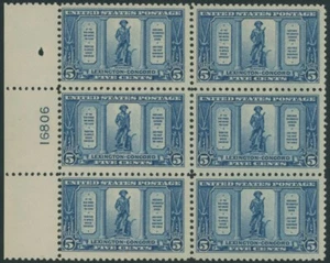 1925, USA LEXINGTON-CONCORD 5C BLUE, PLATE NO. BLOCK OF 8, NH, SC. #619 - Picture 1 of 2