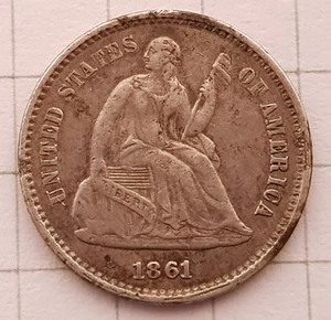 USA 1861 Half Dime  Silver Coin - Picture 1 of 4