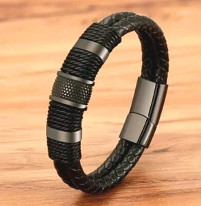 Braided Bracelet For Men, Simple Cool Domineering Faux Leather Rope Bracelet - Picture 1 of 3