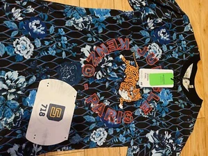 Kenzo Jungle Paris X H&M Logo Tiger Men's T-Shirt Blue Floral Size Small - Picture 1 of 2