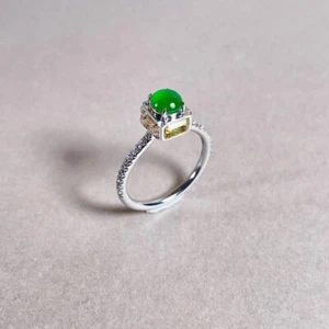 【KATHY JADE】Icy Emerald Green Jadeite Jade Ring 《US SIZE:6.5》《Grade A》 - Picture 1 of 1