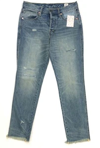 Free People Lived in Blue Denim Pioneer Slim Raw Hem Jeans Womens Sz 27 $128 NWT - Picture 1 of 12