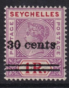 Seychelles 1902 Sg43a- QV 30c on 1r NARROW '0' IN '30' variety - MNH - Picture 1 of 2