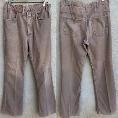 Vintage Levis 646 Corduroy Pants Talon 42 Zipper Flare Leg Bell Bottom 33 - Image 1 of 4