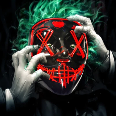 LED Light Up Dark and Evil Halloween Mask Festival Cosplay Party Masquerade Mask - Image 1 of 4