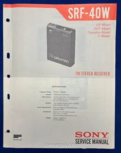 Original Sony SRF-40W Walkman Service Manual - Picture 1 of 1