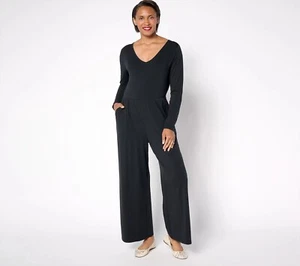Mono AnyBody Tall Acogedor Tejido Largo-Slv Cuello en V - Negro Talla ST a669433 - Imagen 1 de 4