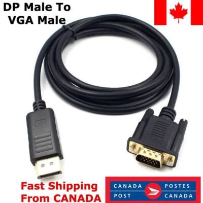 6Ft Displayport DP Male To VGA Male Adapter Display Port Cable Converter 1080P - Bild 1 von 4