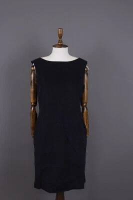 Vestido midi BURBERRY LONDON azul lana angora forrado sin mangas línea A talla 14 Foto 1 de 4