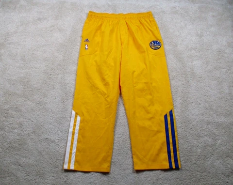 Golden State Warriors Pants Mens XXL Yellow Adidas Embroidered Logo Warm Up Cover