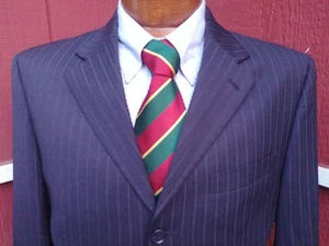 40L Jones New York Collection Mens Jacket Blazer Coat 3 Button Black Stripe Wool - Picture 1 of 8