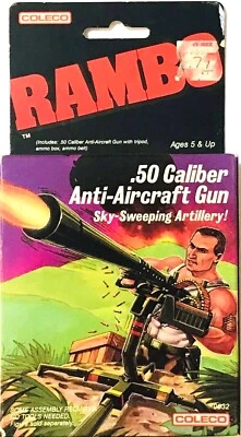 VINTAGE 1896 COLECO RAMBO .50 CALIBER ANTI-AIRCRAFT GUN NEW SEALED BOX RARE - Image 1 of 3