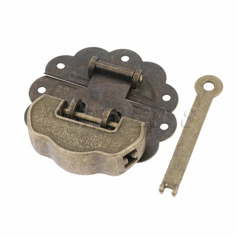 Furniture Jewelry Box Chest Trunk Padlock Lock Key Toggle Latch Clasp Set Retro Cover