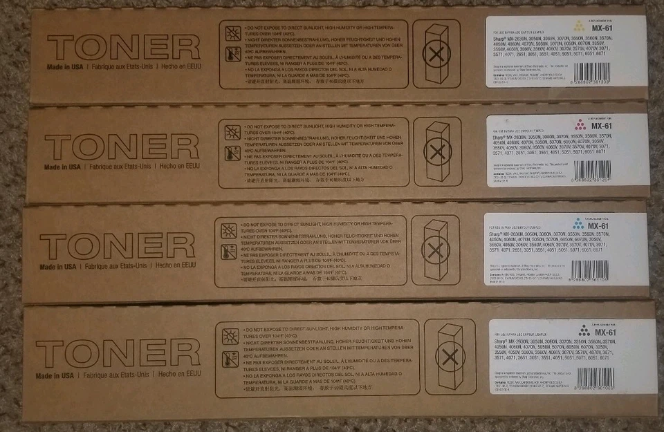 New Sharp Set Compatible  MX-61NTCA,MX-61NTBA,MX-61NTYA,MX-61NTMA - Image 1 of 4