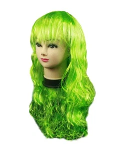 HAAC Perücke Langhaar lang lockig wellig Farbe Grün für Fasching Karneval Party - Bild 1 von 3