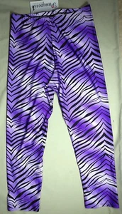 NWT Pumpers Puple Stripe Spandex Capri Yoga Pants/Tights Adult M or XL - Picture 1 of 1
