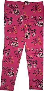 Falls Creek Kids Leggings Girls Size XS 4/5 Elastic Waist Pink with Flowers - Picture 1 of 1