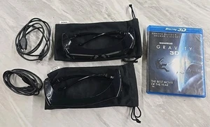 Sony 3D Blu-ray Player 3D Glasses - 2 PAIRS OF GLASSES ONLY + Gravity in 3D - Picture 1 of 7