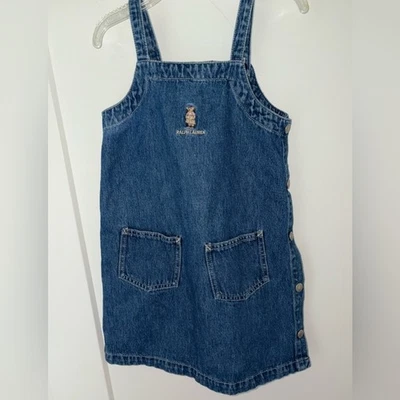 Ralph Lauren Vintage Denim Jersey con Niña Oso de Peluche Niña Talla 5 Usado en Excelente Condición LN Foto 1 de 4