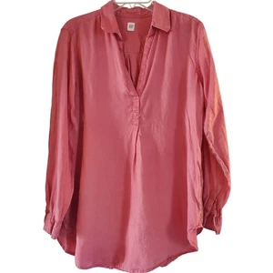 GAP Leinen Shirt Damen Large Rosa Langarm Tunika Bluse Leichter Pullover - Bild 1 von 7