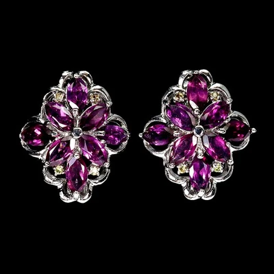Pendientes de plata de ley 925 rodolita granate zafiro piedras preciosas naturales joyería Foto 1 de 4