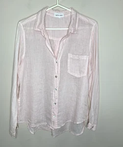 Bella Dahl Shirt Damen große hellrosa Tasche leicht 100 % Leinen V-Ausschnitt USA - Bild 1 von 7
