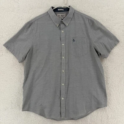 Camisa Original Pingüino Para Hombres XL Gris Rayas Heritage Calce Ajustado Manga Corta Informal Foto 1 de 4