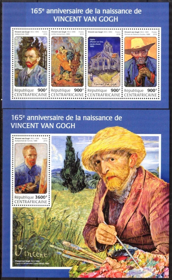 Vincent Van Gogh /Art / Paintings - 2018 Central Afr.  Timbres stamps МNH** Ant. - Image 1 of 1