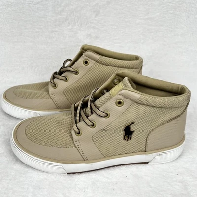 Polo Ralph Lauren туфли для мальчиков размер 3 желтовато-коричневый высоты верхний кроссовок холст сетки повседневный - Изображение 1 из 4