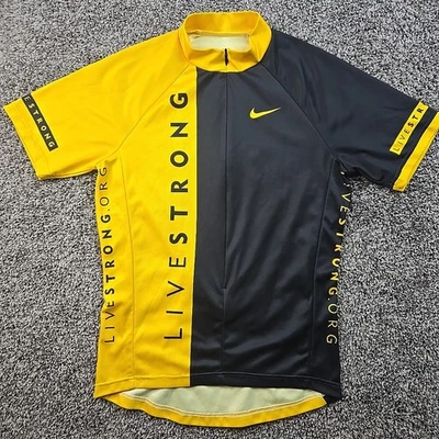 Camiseta de ciclismo Nike Livestrong para hombre lanza mediana Armstrong hecha en Italia cremallera 3/4 Foto 1 de 4