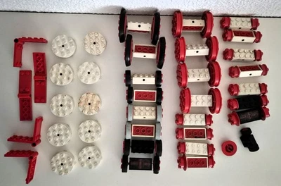 LEGO Konvolut 86 Teile Räder Achsen Klapp-Scharniere Drehsteine Vintage 70er - Bild 1 von 3