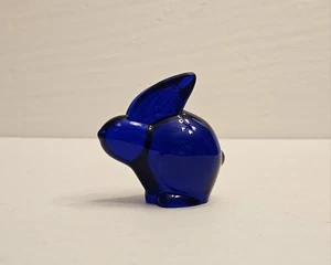 Vintage Oneida Cobalt Blue Crystal Rabbit Figurine 2.75" - Picture 1 of 10
