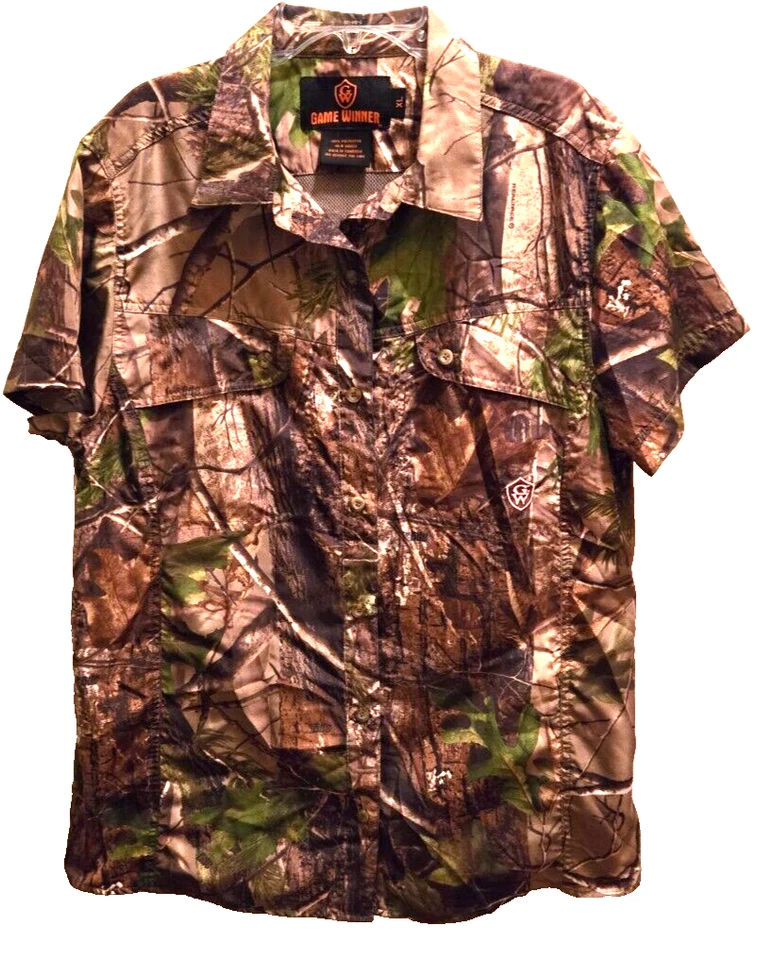 Boys Youth XL Vented Realtree Short Sleeved Shirt Camoflauge Game Winner - Image 1 of 4