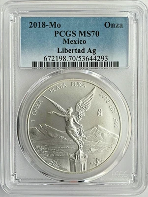 Plata Libertad México 2018-Mo 1 oz. POP 1803. PCGS MS 70. De colección 300.000 Foto 1 de 2