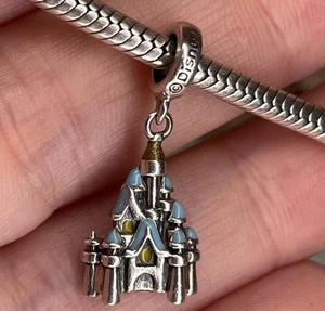 Chamilia Disney Cinderella Castle 925 Sterling Silver Blue Enamel Dangle Charm - Picture 1 of 5