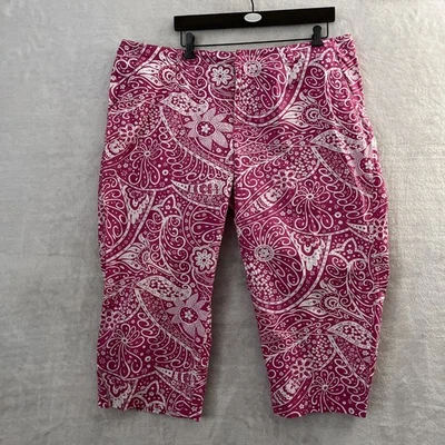 Pantalones Capri Mujer Izod Rosa Plus 18W Geométricos Cremallera Botón Recto Algodón Foto 1 de 4
