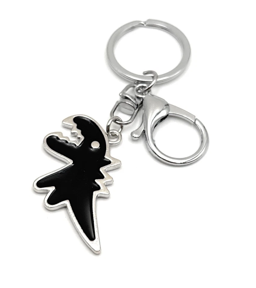 H-CUSTOMS Katze Dino Zähne Schlüsselanhänger Anhänger aus Metall Schwarz