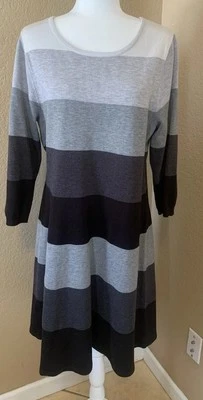 Eliza J Sweater Dress 2x  Ombré Striped Knit A-line Stretch Cozy Fall Winter - Image 1 of 4
