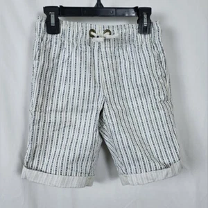 Gymboree Boy White Navy Nautical Stripe Cuffed Elastic Waist Drawstring Shorts 7 - Picture 1 of 10