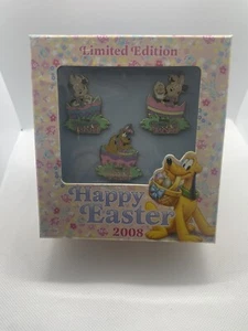 Happy Easter 2008 Disneyland DLR LE Mickey Minnie Pluto Disney Box Pin Set 59967 - Picture 1 of 2