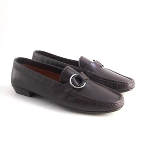 Ferragamo Gancio Loafers Brown Leather Womens Shoe Size EU 37 US 6.5 C - Picture 1 of 11