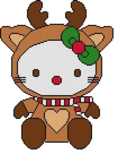 CROSS STITCH+ CRAFT PATTERN Hello Kitty Rudolph Reindeer Christmas Santa Deer - Picture 1 of 16