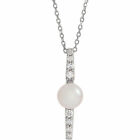 Freshwater Cultured Pearl & 1/6 Ctw Diamond 16-18" Necklace In Platinum 