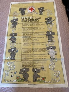 Tea Towel/Wall Hanging/Australian Red Cross/ What to do in an Emergency 31" - Bild 1 von 9