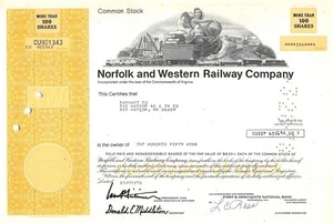 Norfolk And Western Railway Company Certificate 1976 (901343) - Picture 1 of 2
