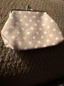 An Adorable Pink and White polka dot Buckle Coin Purses Pouch Change Purse XS - Picture 1 of 6