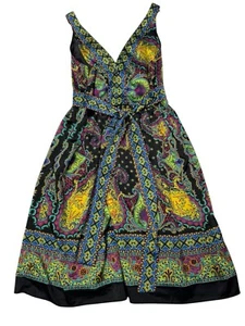 Vintage ICE Scarf Dress Women's Size 10 Bright Colorful Paisley - Picture 1 of 6