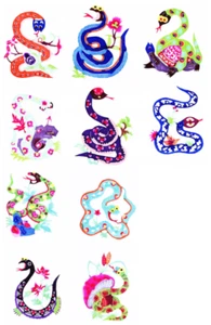 PAPER CUTS Set 2025 Zodiac Year of Snake 10 colorful Pcs Zhou 3 packets Lot - Picture 1 of 11
